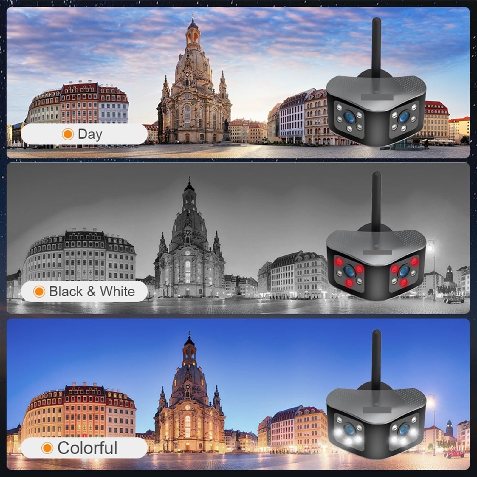 Telecamera di sicurezza esterna Telecamera IP Wi-Fi panoramica con doppio obiettivo da 8 MP 4K 180° angolo di visione ultra ampio sicurezza domestica rilevamento del movimento esterno(8MP NO Card)