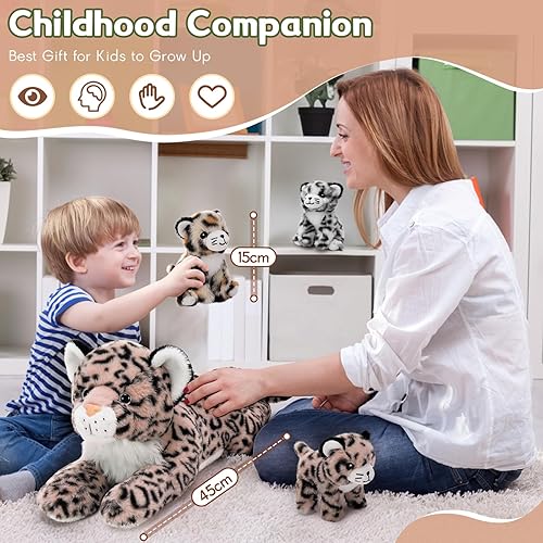 Vista 148 de MorisMos - Animales de peluche de lagarto, mamá camaleón gigante de 27 pulgadas con 4 lagartos bebés, juguetes para niños y niñas, mamá iguana