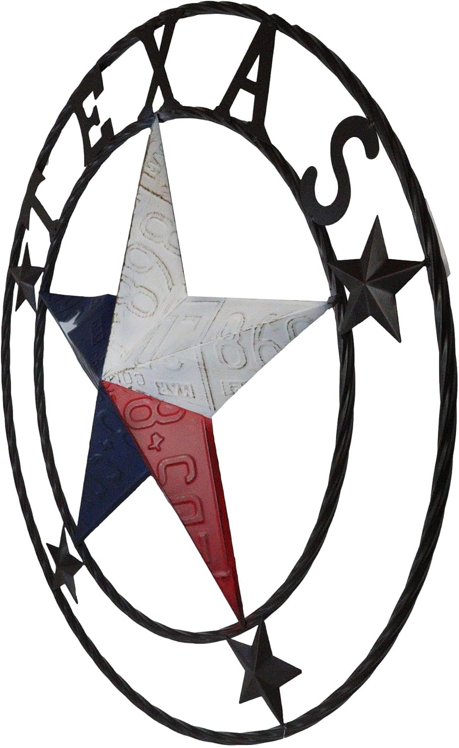 Ebros Gift 34" Diameter Oversized Vintage Rustic Western Lone Star State Texas in Patriotic Flag Colors with Quadruple Mini Stars Metal Wall Circle Sign Plaque Decor Country Farmhouse Accent