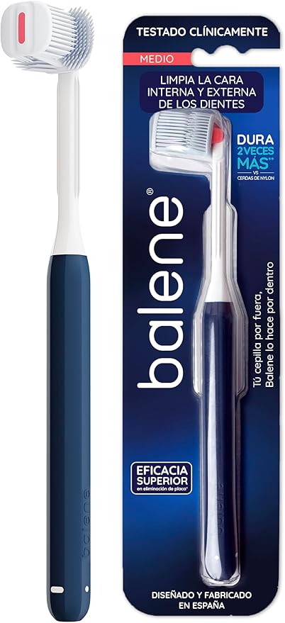 BALENE - Cepillo de Dientes Doble Cara con Mango Giratorio y Filamentos Antibacterianos