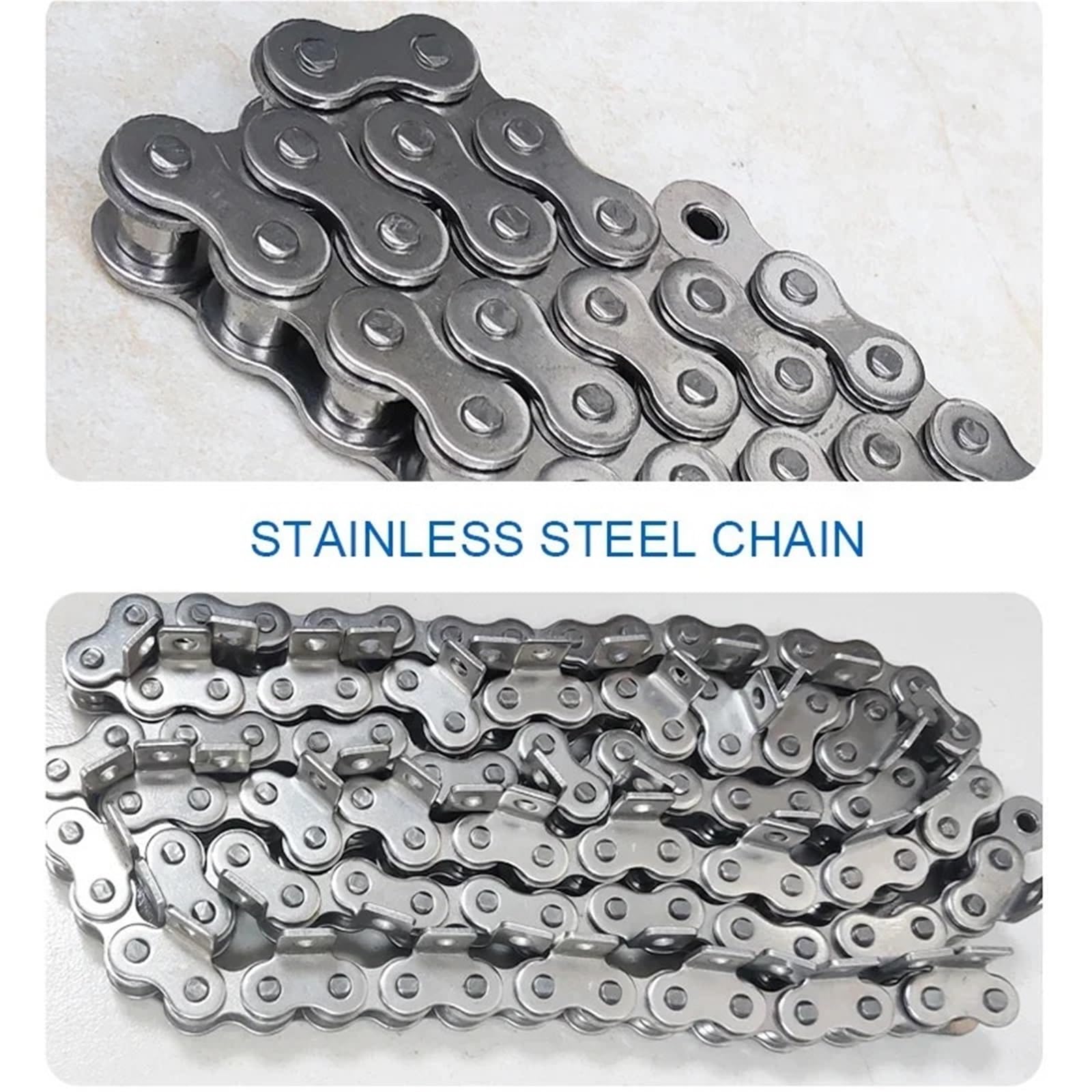 Rollenkette Aus Kohlenstoffstahl 1/1,5/5 Meter 04C-1 06B-1 08B-1 12A-1 Edelstahlkette, einreihige Kette, industrielles Rollenketten-Getriebezubehör(10A-1-1.5Meter)