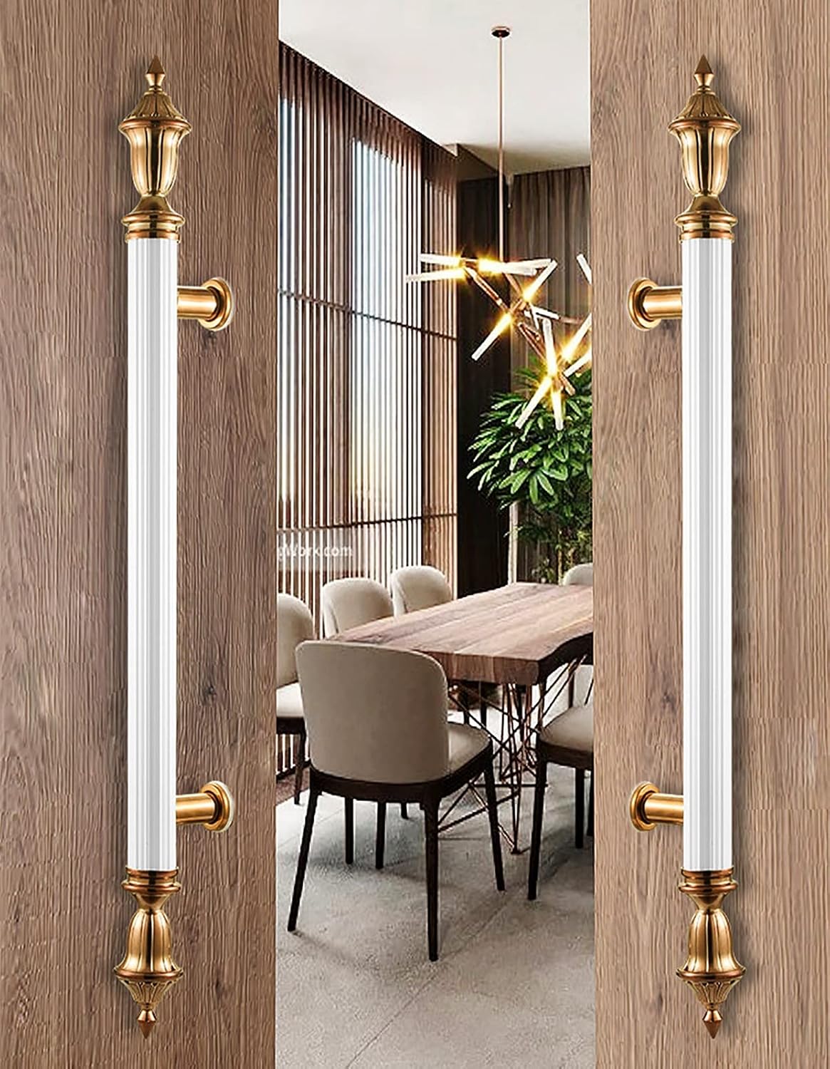 Commercial Door Handles, European Style Push Pull Door Handles for Entrance/Wood Door, Double Sided Glass Door Grab with Mounting Screws(Color:Red Bronze,Size:100cm(31 1/2")*60cm)