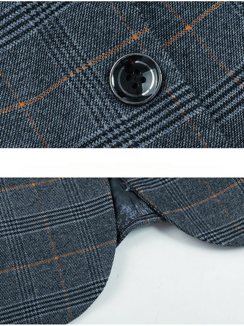 Genérico Americana Hombre Casual, Blazers Casuales para Hombre, Abrigos Deportivos, Chaqueta De Traje A Cuadros De 2 Botones, Traje De Trabajo De Oficina, Chaqueta con Bolsillo, Esmoquin Liso De Co