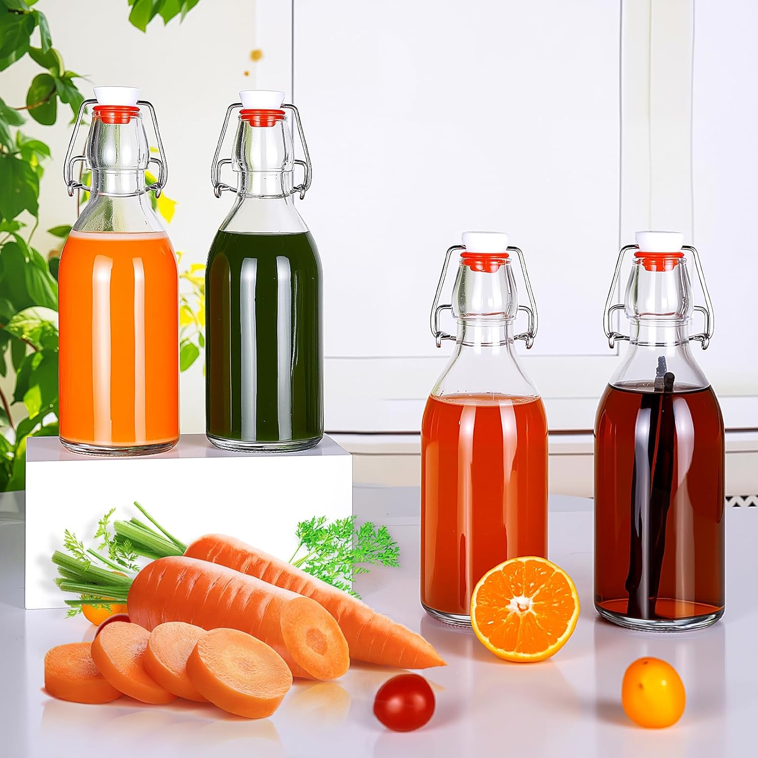 12oz Swing Top Glass Bottles 10 Pack Flip Top Beer Brewing Bottle with Stopper for Home Brewing 2nd Fermentation,Kombucha,Kefir,Vanilla Extract,Juice,Tea,Beverages,Soda,Oil,Vinegar,Limoncello,Wine - Image 6