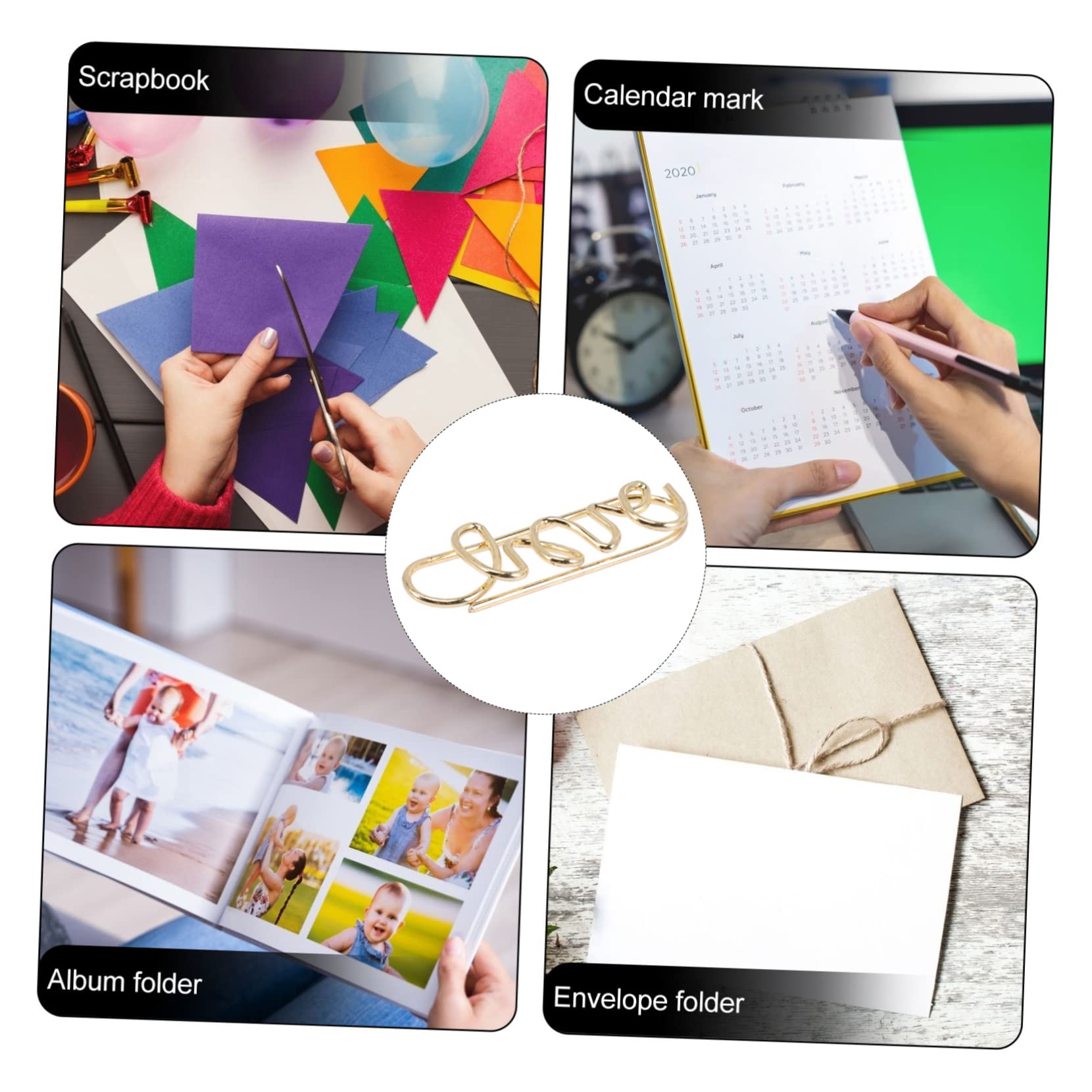 Lurrose Lot De 3 Pinces Métalliques Pour Cartes Notes Ornements De Mariage Pinces Pliantes Bureau 100 Pièces X 3