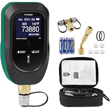Super Stars Digital Micron Vacuum Gauge HVAC 2026 Upgraded | 11 Units | 7/16 inch-20 UNF | 0-75000 Microns Range | Including 1/4" SAE Fitting and T-Connector