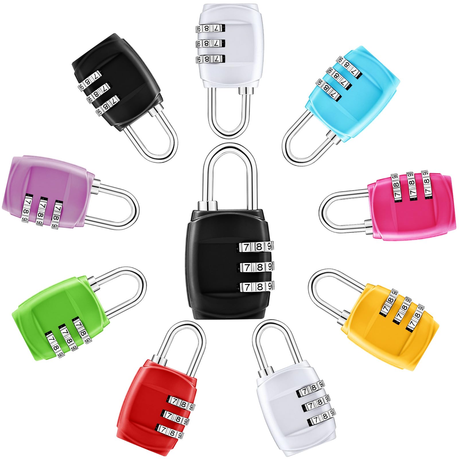 Moxweyeni 10 Pcs Digit Combinations Padlock Safe Cipher Lock Mini Combination Resettable Number for Suitcases Luggage Briefcases Computer Bags(Fresh