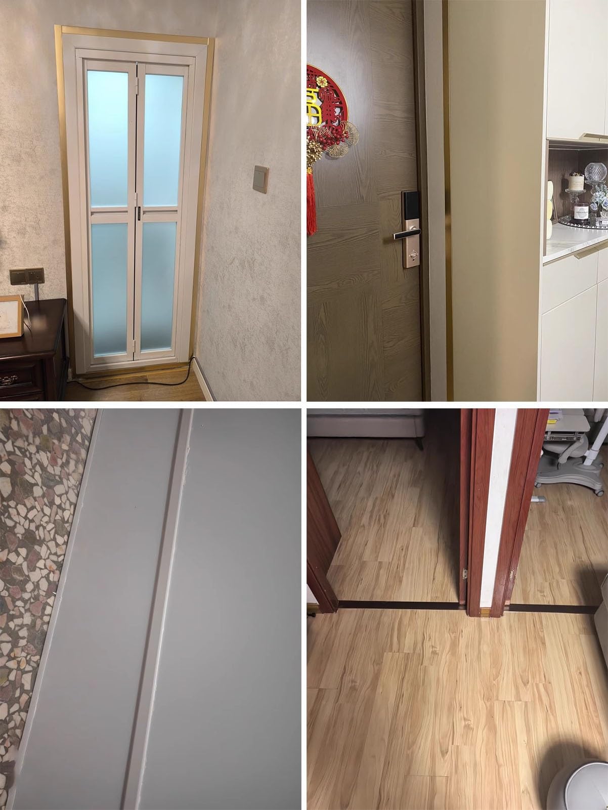 Vibeo Barre de Seuil Profilé de Seuil de Porte Plat en Métal de 5 cm de Large, Seuil de Porte Étanche, Cache-Joint Intérieur pour Parquet, Vinyle, Carrelage, Stratifié(Gold)