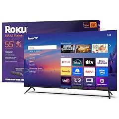 Roku Smart TV 2025 55-Inch Select Series 4K HDR TV Roku TV with Enhanced Voice Remote Flat Screen