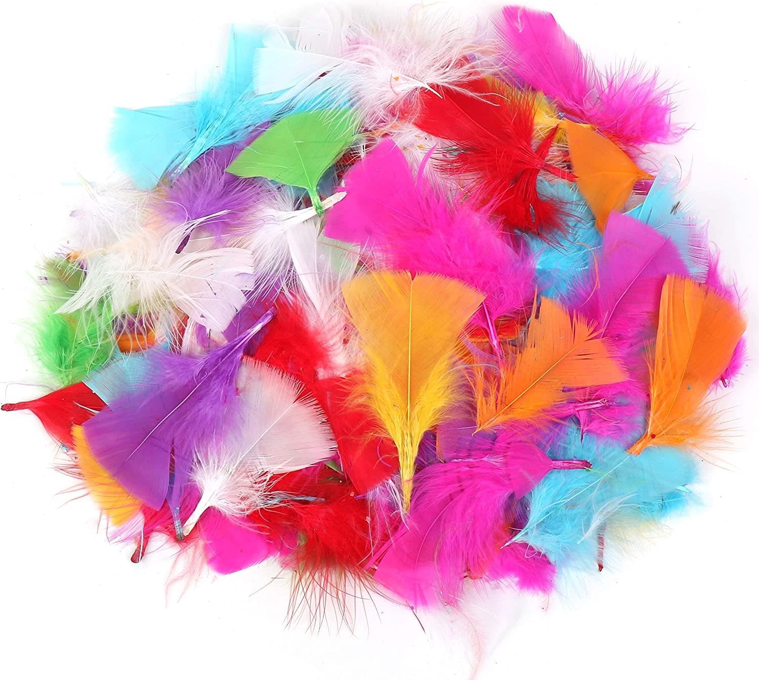 Collage crafts | Bright feathers | Assorted colours | 20 gram bag | Craft feathers