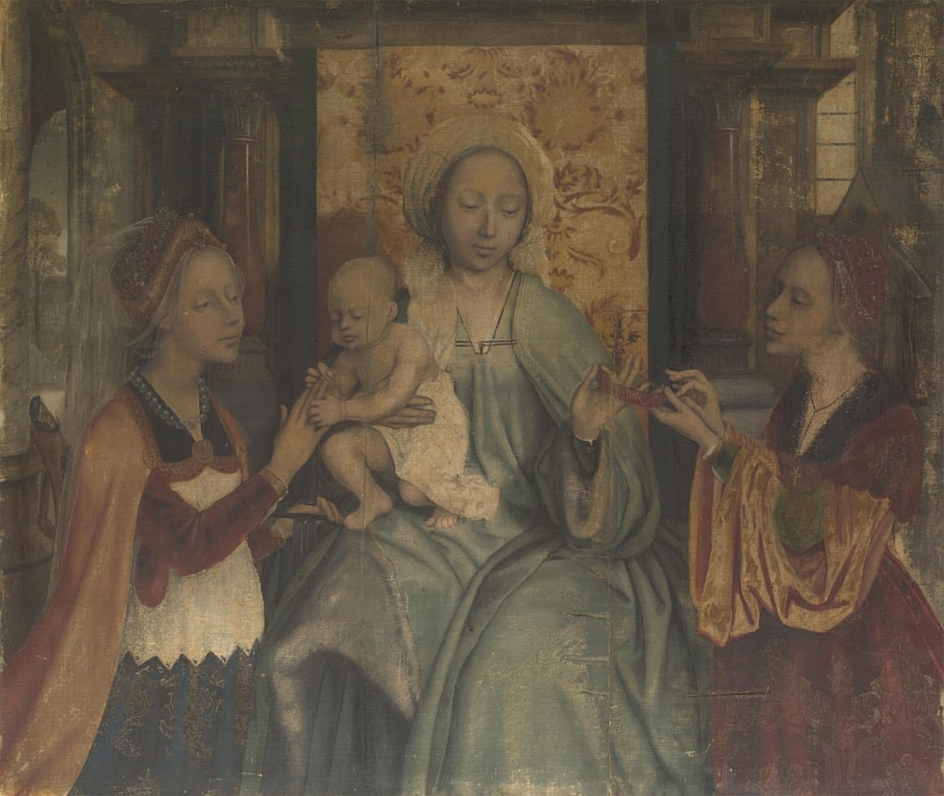 ARTXLXXBN Famous Art Print Poster Vintage Wall Art the Virgin and Child with Saints Barbara and Catherine by Quentin Massys or Metsys Canvas Art Poster for Home Decor 60x90cm