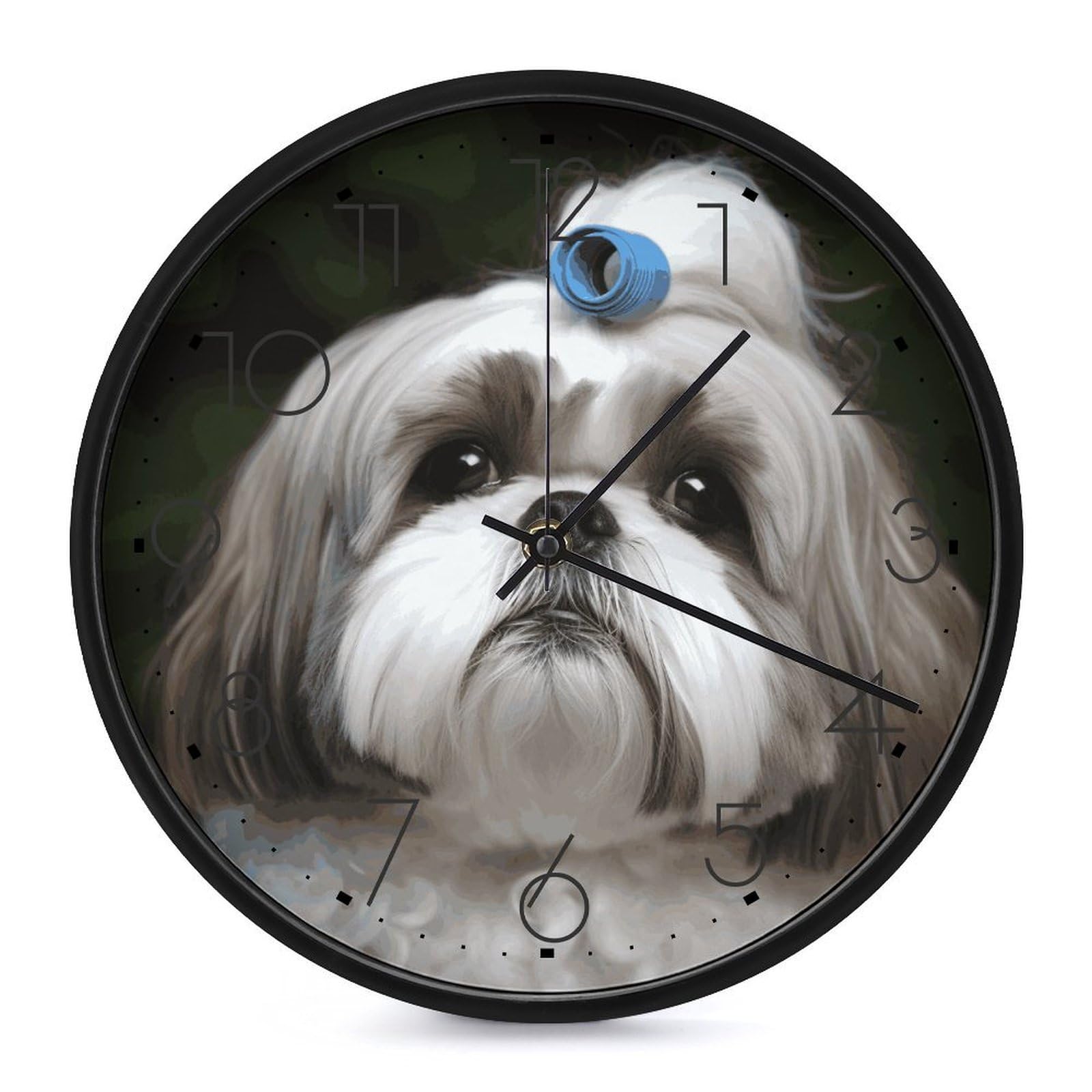 Adfgyerh Black-Style Shih Tzu Dog Clock，9.8 Inch Battery Operated Wall Clock Classic Simple, Decorative Wall Clock.analog Clock For Kitchen Office Bathroom Bedroom.