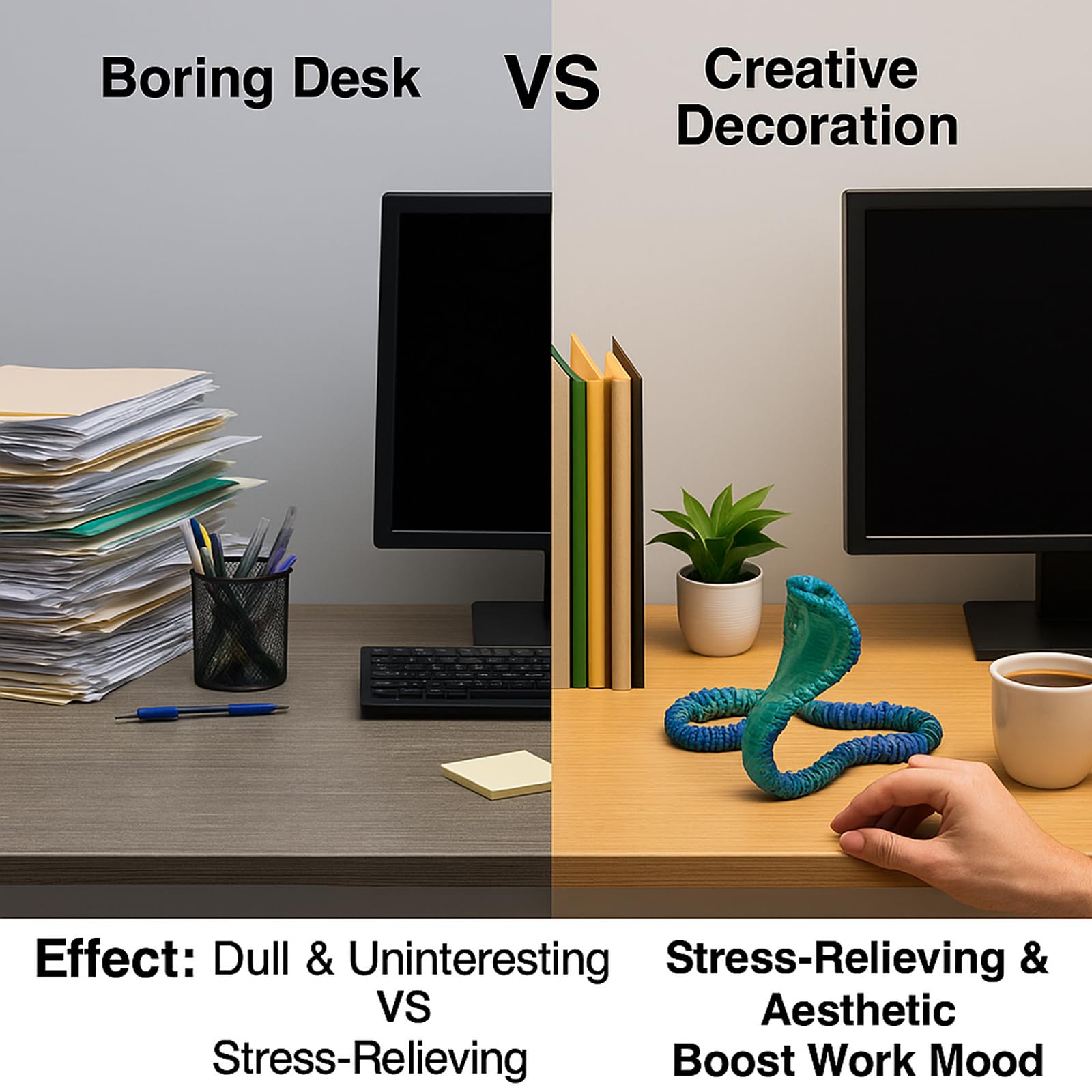 zhongko 3D Printed Snake, Flexible 3D Printed Animals, Articulated Fidget Animal Toy, Realistic 3D Printed Cobra Desk Toys for Home, Office Desk Decoration - Image 4