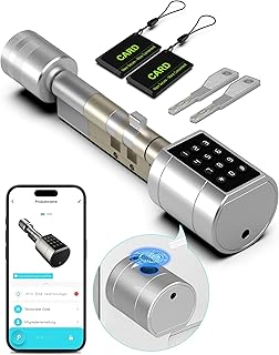 Eseesmart Türschloss Fingerabdruck, Fingerabdruck Schloss mit Zahlencode RFID Schlüssel APP, Elektrisches Smart Türschloss SchließZylinde Einstellbare Länge für 75-100mm Tür
