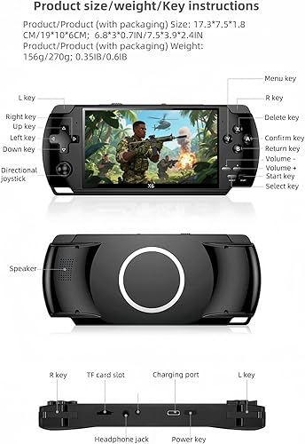 Miniatura 8 de Consola de juegos portátil retro de 4.3 pulgadas, juegos clásicos integrados, reproductor de videojuegos portátil con conexión de TV, soporta