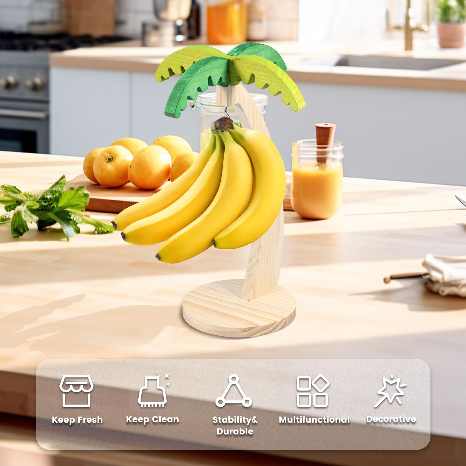 Bananenständer - Multifunktionaler stabiler Halter mit breiterer Basis, rostfreier Metallbügel für Obstdisplay und Küchenorganisation