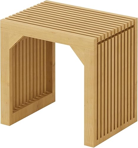 ROOMTEC Banco de comedor de 18 pulgadas, banco de madera interior para entrada, sala de estar, cocina y dormitorio (natural, banco pequeño)