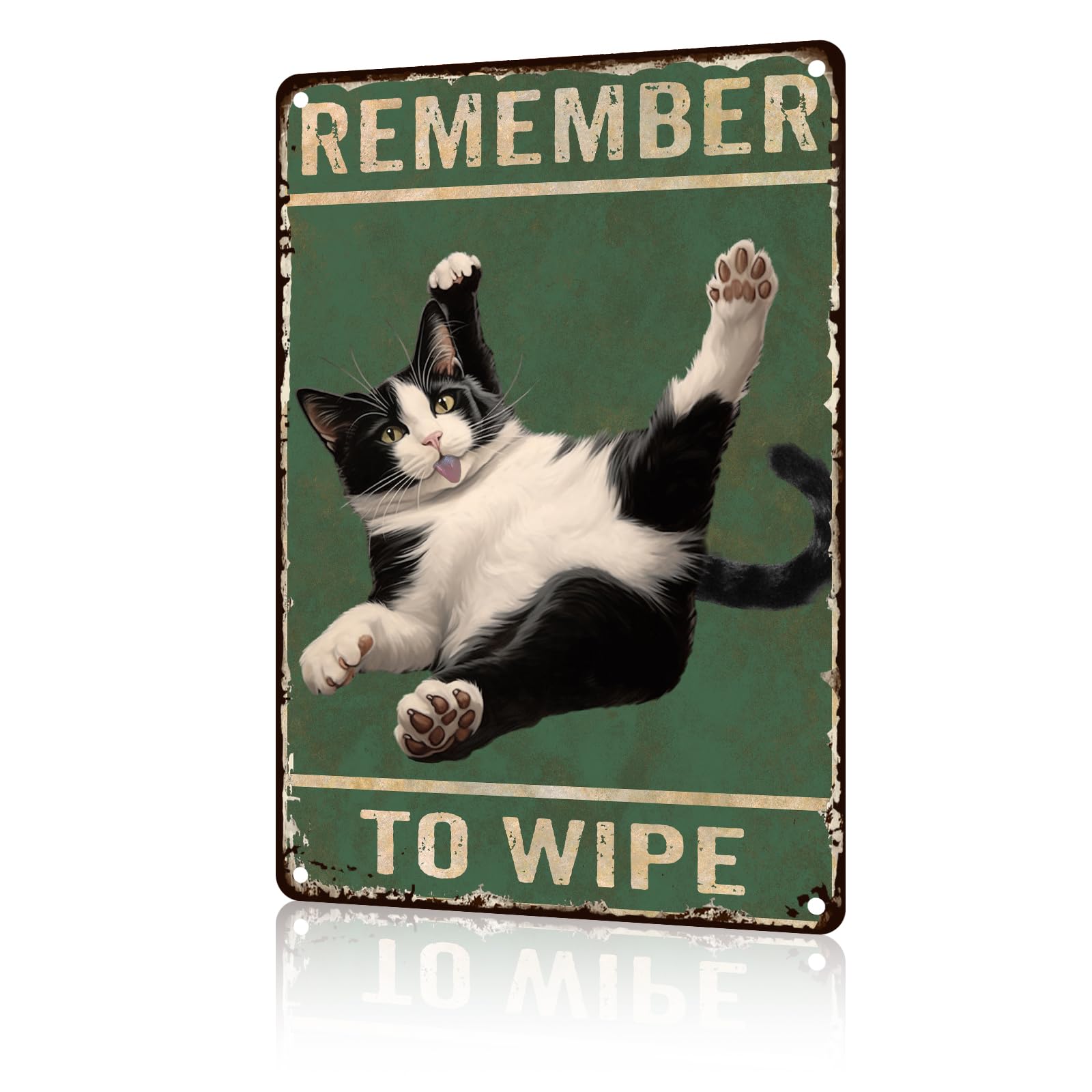 Anceky Remember To Wipe Black Cat Tin Sign Vintage Animal Sign Aluminum Metal Sign Wall Decor for Yard Outdoor Farmhouse Kitchen Home 12×8 Inch