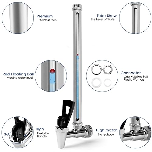 Miniatura 5 de Espiga de agua con mirilla de cristal de visión clara nivel de agua con bola flotante roja apta para el sistema de filtro de agua ber-key, espita de