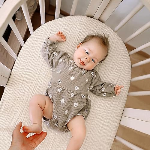 Miniatura 6 de lulumoon Sábanas de Moisés de Muselina para Bebé Sábanas de Moisés de Algodón Neutras para Niños y Niñas - Ajustadas para Óvalo, Rectángulo o Reloj