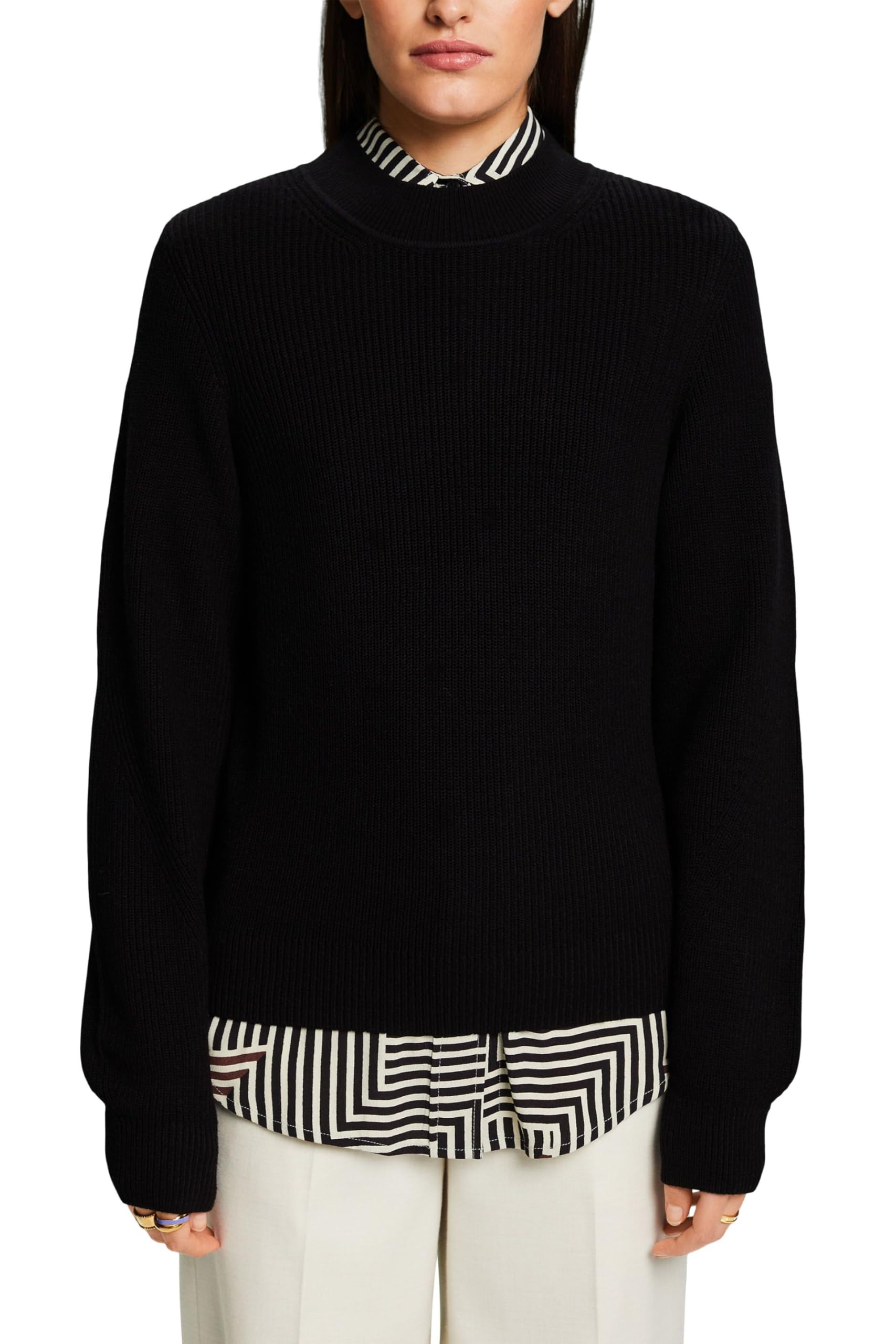 ESPRIT Women's 103EE1I342 Pullover Sweater, 001/BLACK, XXS