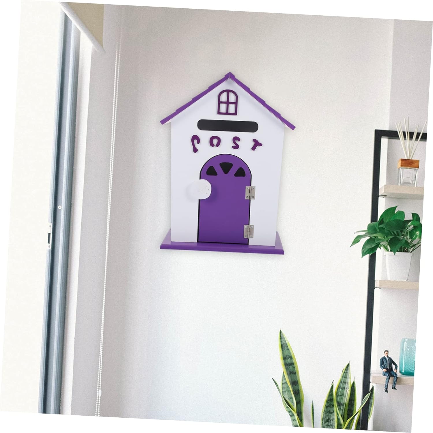 1pc Wall Mount Suggestion Box Decorative Small House Mailbox for Home and School Use Purple Stylish Design Material for Office Settings