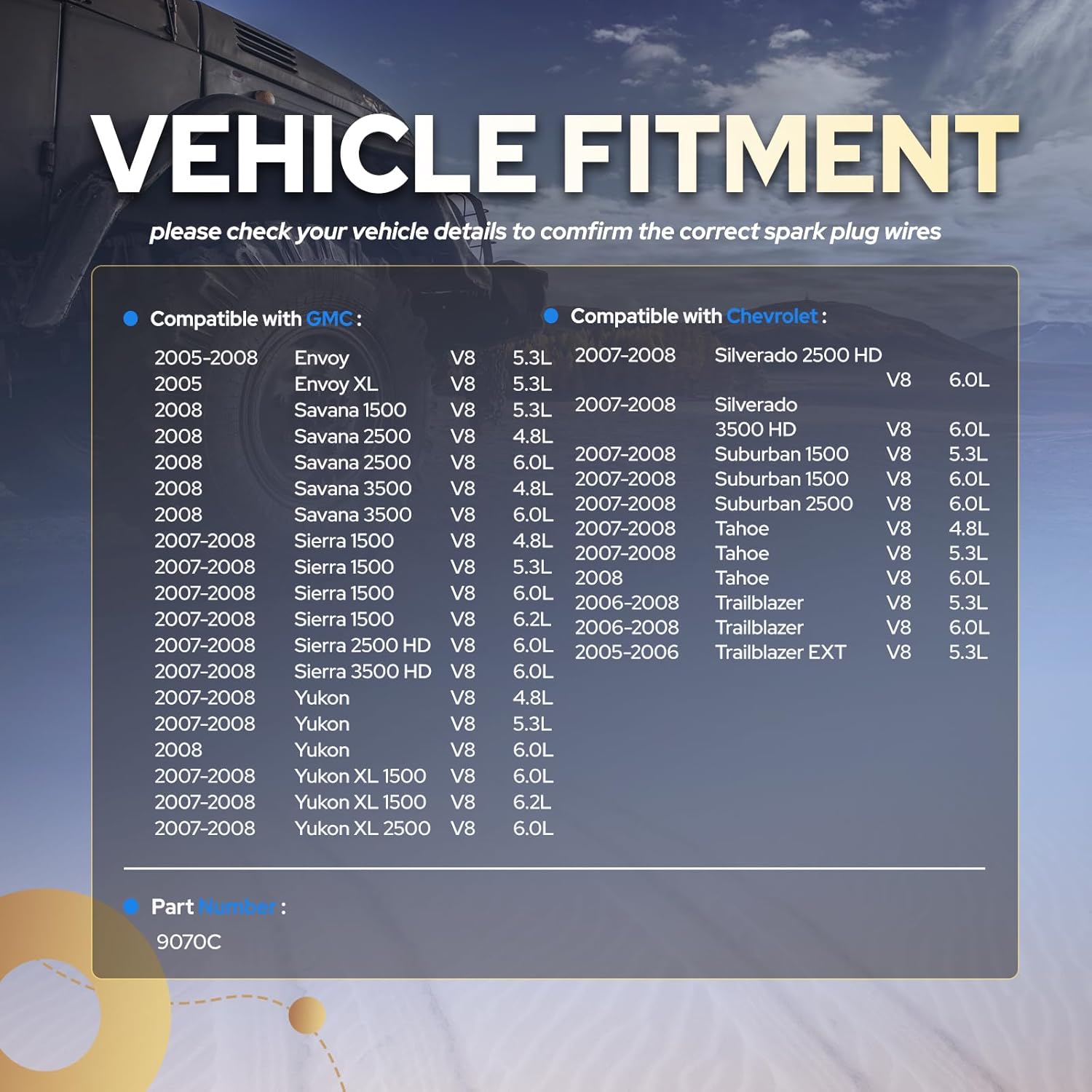 ENA Spark Plug Wire Set for 9070C Extreme 9000 Ceramic Wires Boot Cable Compatible with GM 4.8L 5.3L 6.0L 6.2L LS Terminals LS3 LS4 LS7 Engines