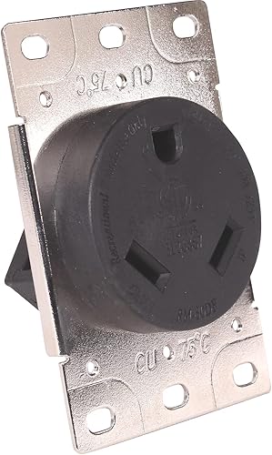 Miniatura 2 de Journeyman-Pro RV 30 Amp, 125 voltios, NEMA TT-30R, 2P, 3W  Toma de corriente de montaje empotrado, hoja recta, grado industrial, conexión a tierra,