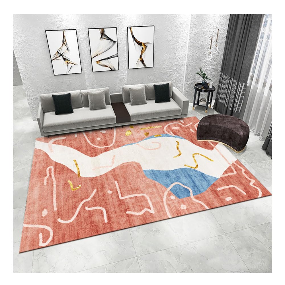 Tapis de salon antidérapant lavable en machine avec structure fine de style géométrique