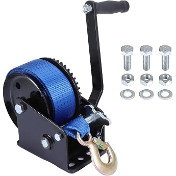 Pindex Boat Winch with Webbing 10 m 800 kg with Backstop