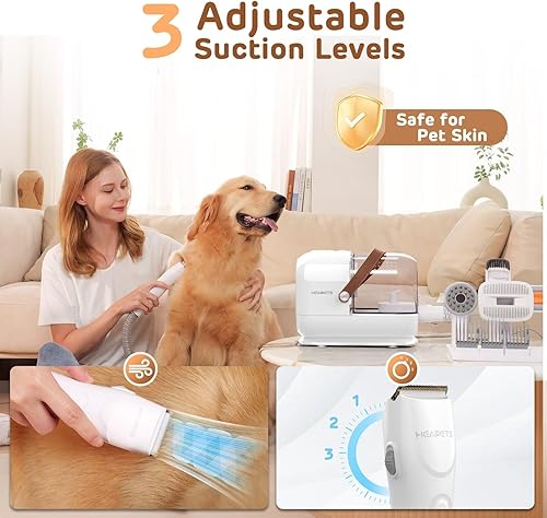 Miniatura 2 de Kit de aspiradora de aseo para perros, aspiradora de 3 litros con 7 herramientas, cortadora eléctrica de bajo ruido y cepillo para eliminar mascotas