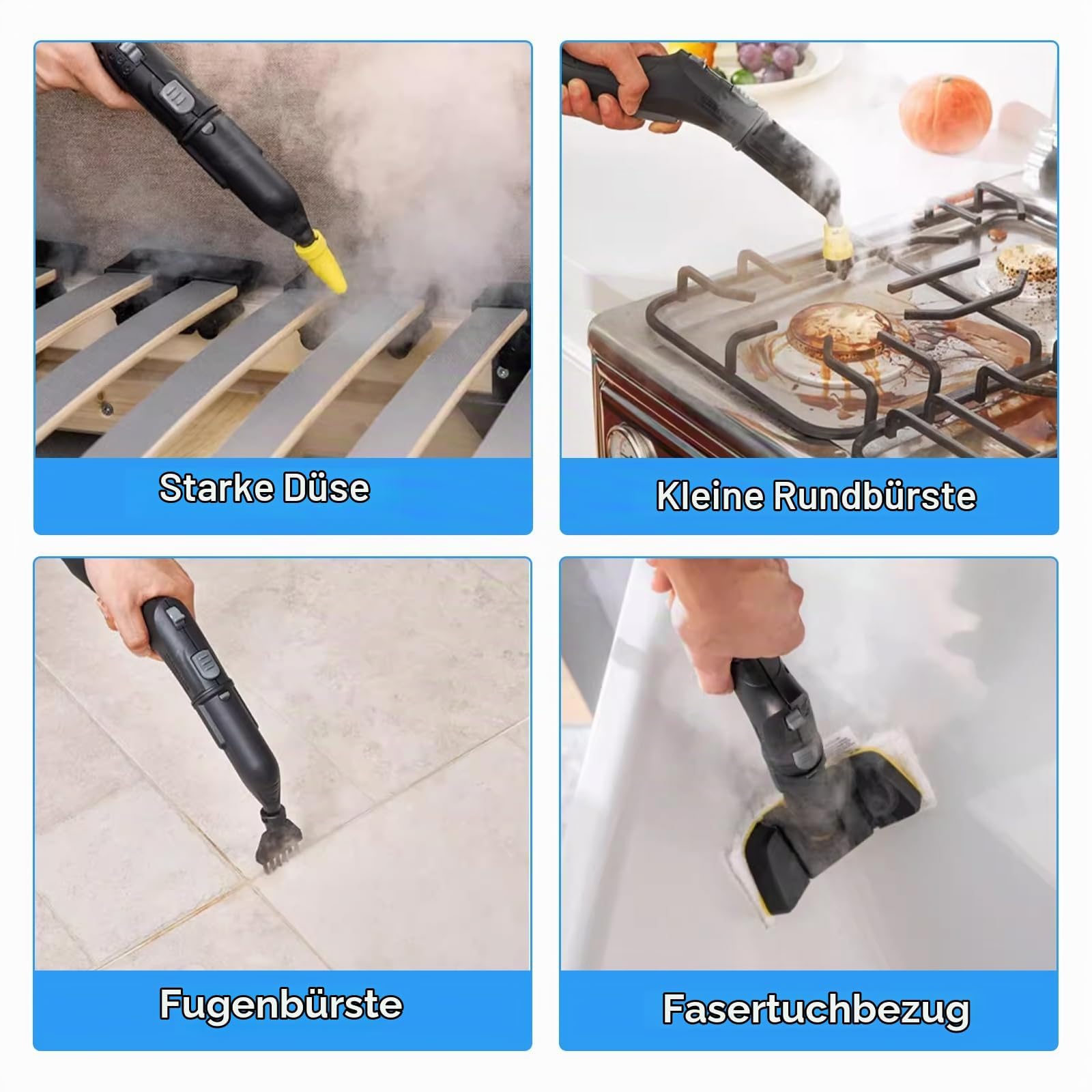 12PCS De Accesorios De Limpieza De Vapor para Kärcher Easyfix SC1 SC2 SC3 SC4, Juego De Piezas De Repuesto con Boquilla Extendida, Cepillo Redondo,Cepillo para Juntas, Paños De Microfibra