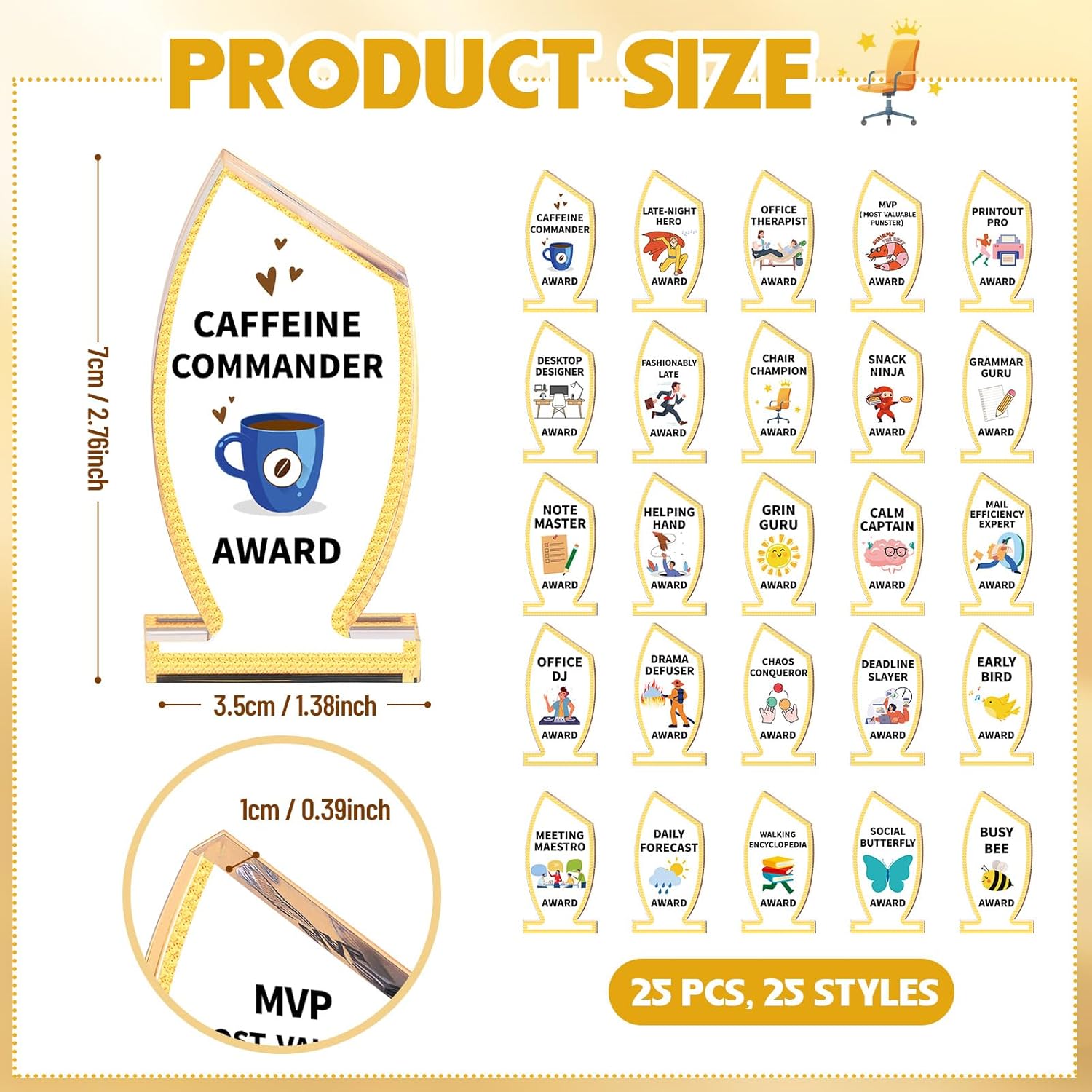 Cinnvoice 25 Pcs Funny Employee Appreciation Awards Gifts Bulk Clear Acrylic Thank You Trophies Reward Motivational Small Team Gifts for Office Coworker Staff Recognition