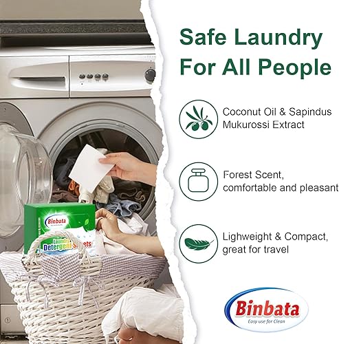 Miniatura 10 de Hojas de detergente para ropa, hasta 128 cargas, hipoalergénicas, ecológicas, sin perfume, biodegradables, sin plástico, sin líquido, adecuadas