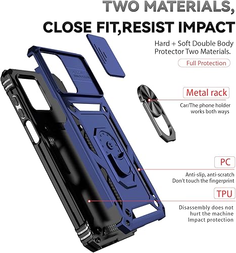 Miniatura 3 de Funda para Redmi Note 10 4G  Note 10S 4G  Note 11 SE (India), funda para Xiaomi Poco M5s 4G con soporte de anillo cubierta azul