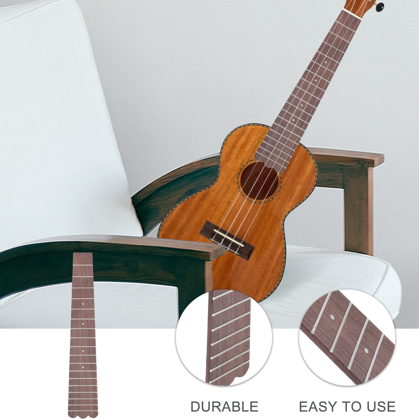 FUNOMOCYA Ukulele Fingerboard Replacement Rosewood Fretboard Accessory Easy Installation Durable Guitar Parts for Ukulele Lovers and DIY Projects
