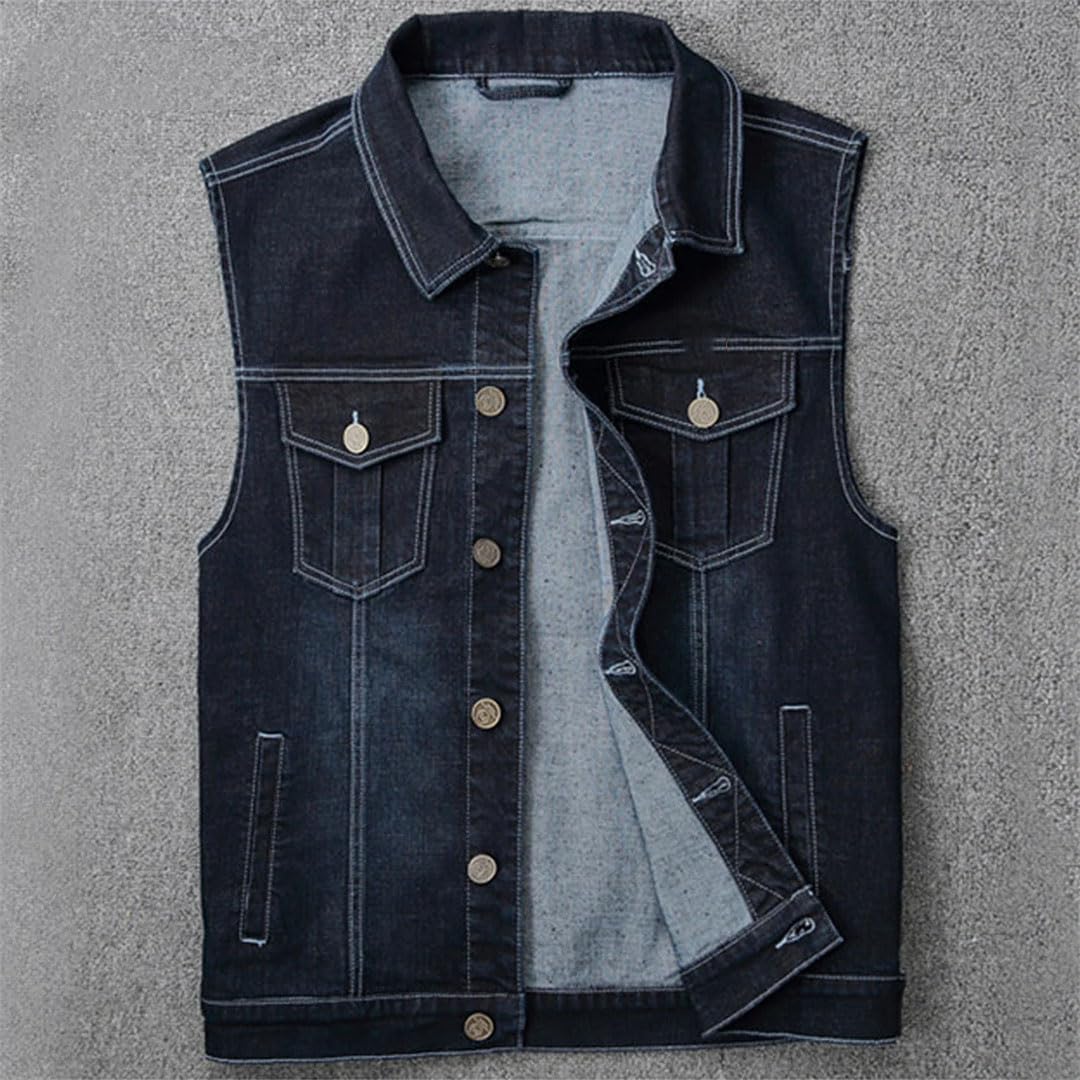 Giacche di jeans da uomo Giacche senza maniche Mens monopetto gilet cappotti Solid Jeans Giacca