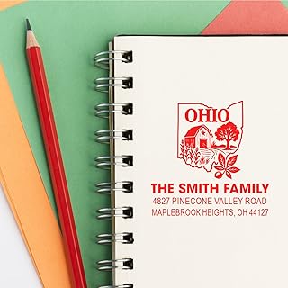 Rustic Ohio Charm, Ohio Buckeye Barn Line Rubber Stamp with Ink, Standard 1-5/8 Square Wood Handle, for Craftsmen & Collectors, Unique Handmade Design, Ideal DIY Projects