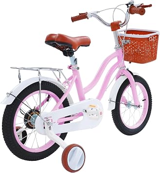 GIDRLL Vélo Freestyle 14 Pouces avec Porte-Bagages et Stabilisateurs