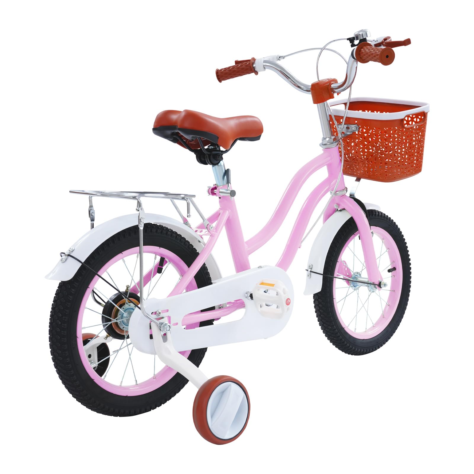 Vélo enfant 14 pouces réglable en hauteur BMX Freestyle pour garçons et filles à partir de 3 à 6 ans avec roues stabilisatrices, siège arrière et panier