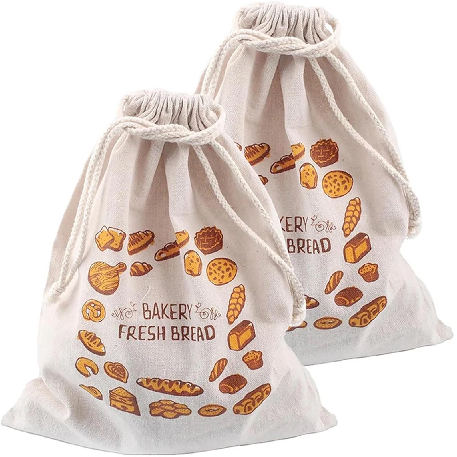 Bolsa para Pan Bolsas de Lino for Pan, Reutilizables, con cordón, Grandes, Lavables, Accesorios for Alimentos, Organizador de Cocina, 5 uds.(Beige05)