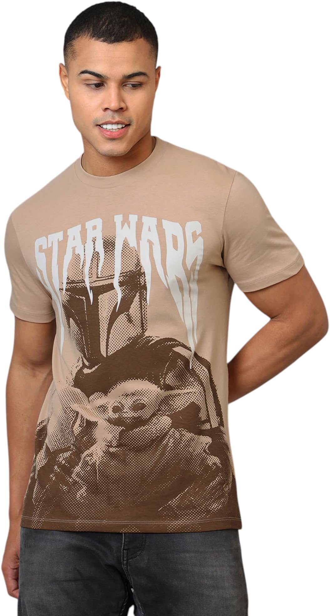 Official Star Wars :Power The Force Graphic Printed Pure Cotton Regular Fit Tshirt for Men