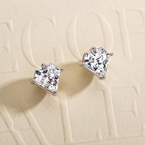 Miniatura 2 de 3cttw-6cttw Cubic Zirconia Stud Earrings 5A Grade CZ Diamond Shaped Earrings for Women Men