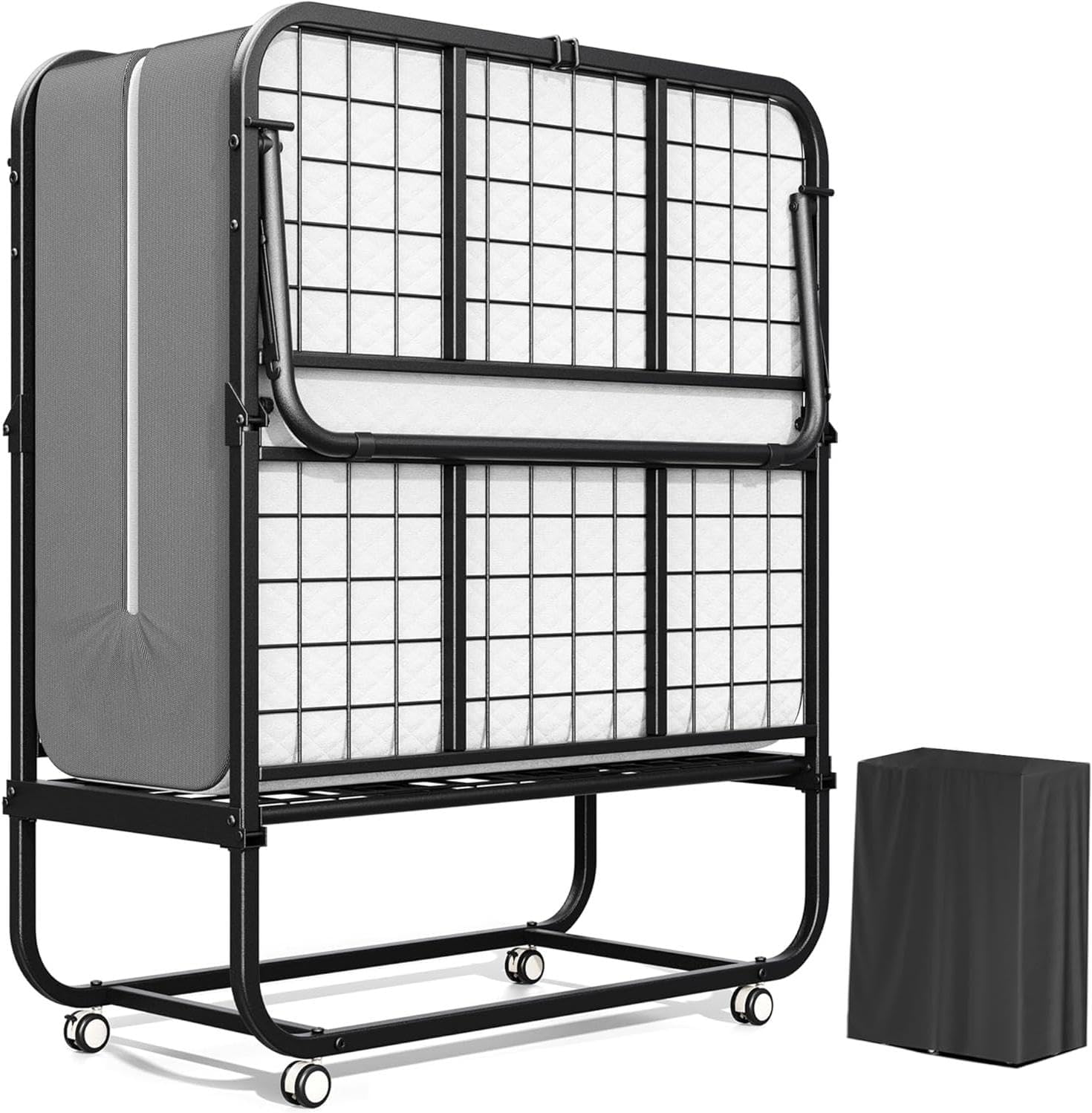 Incbruce 75"x 38" Twin Size Folding Bed with 5" Memory Foam Mattress & Metal Frame, Space-Saving Foldable Guest Bed for Small Apartments, Dorms, Office, Indoor Use