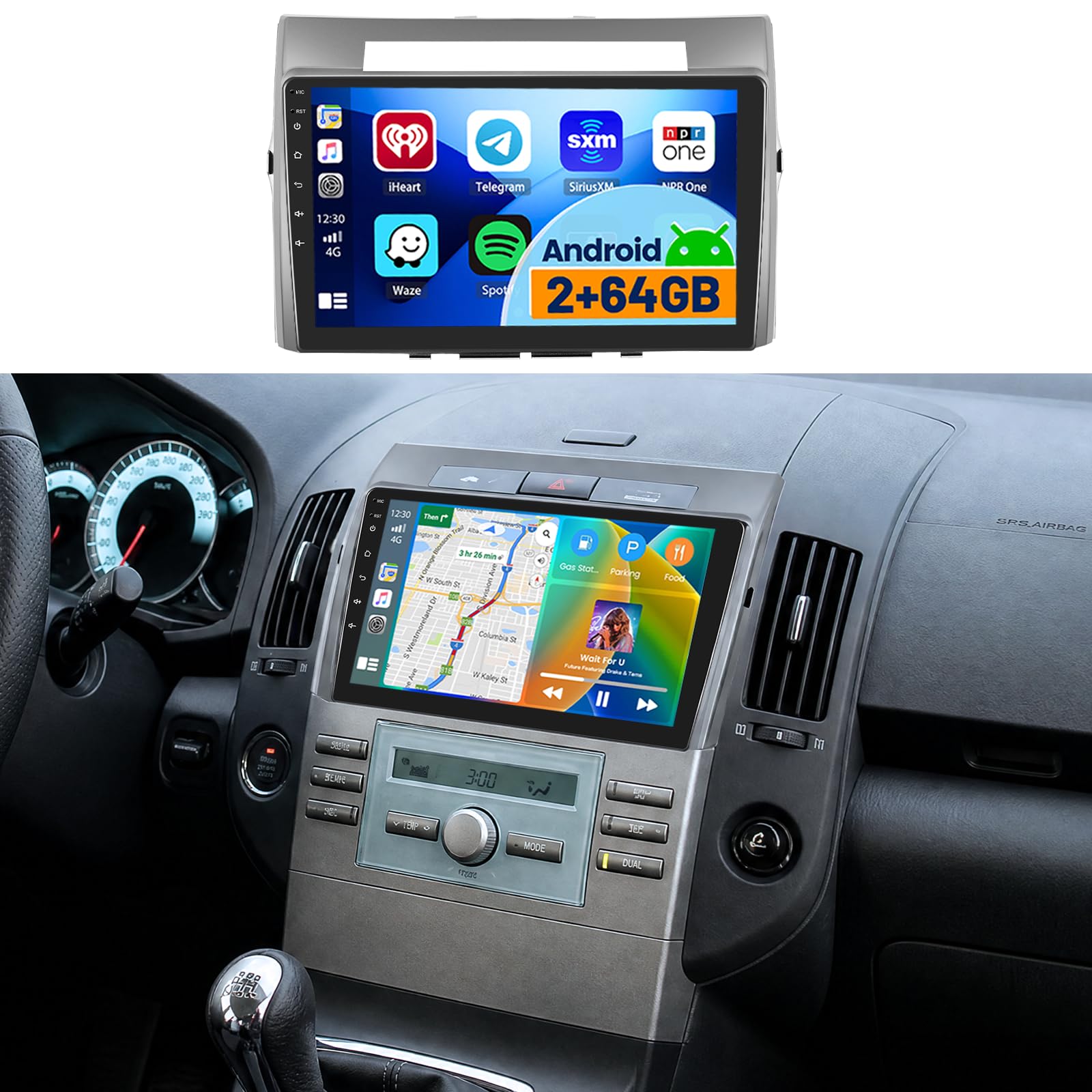 2+64GB Android 15 Autoradio für Toyota Corolla Verso 2004-2009 Wireless Carplay Android Auto, 9'' IPS Touch Screen Radio mit Bluetooth GPS/Rückfahrkamera/FM/WiFi/SWC