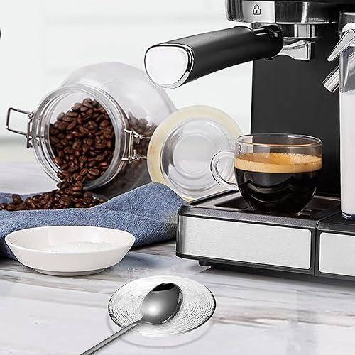 Miniatura 4 de Juego de 2 cucharas de café de cristal, soporte para cuchara de café redondo transparente para decoración de estación de café, estufa, encimera,