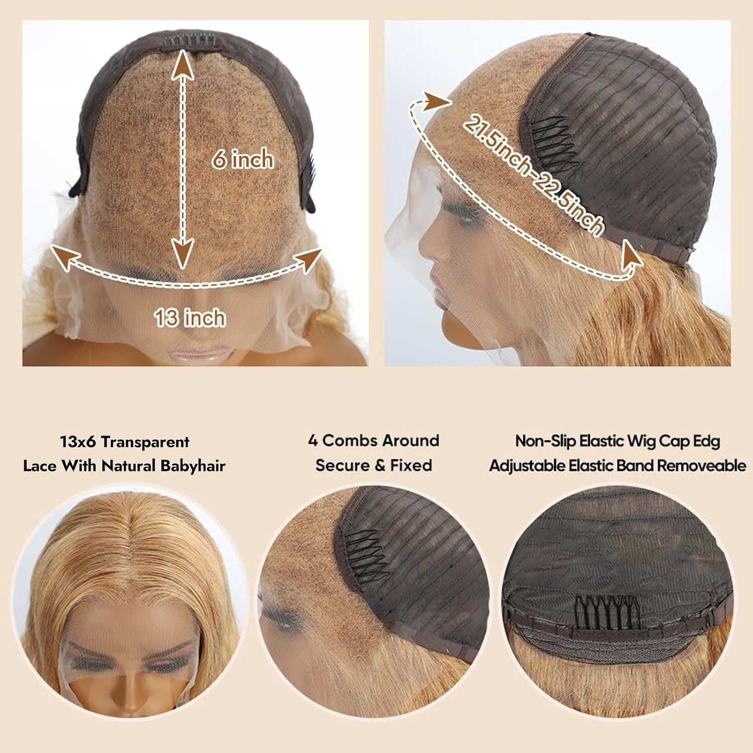 MENGLLE Ombre Lace Front Wigs Human Hair 200 Density Highlight 13x6 HD Transparent Lace Front Wigs Human Hair Honey Blonde Wig Body Wave Human Hair Wigs for Women P4/27 28 Inch