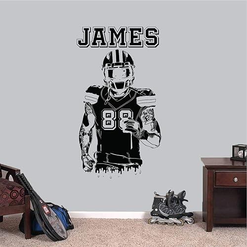 Calcomanía de pared personalizada de fútbol  Números personalizados camisetas de jugador  Elige tu nombre. Calcomanía de vinilo para decoración de