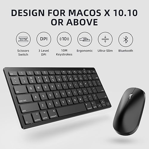 Miniatura 4 de OMOTON Teclado y mouse Bluetooth para iPad (1098), teclado y mouse inalámbricos compatibles con iPad Pro de 12.911 pulgadas, iPad Air 54 y otros