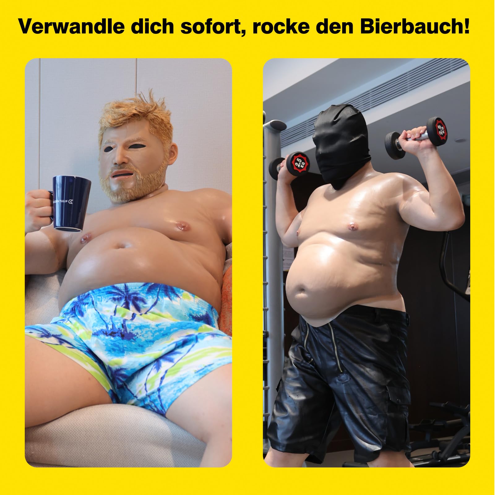 SMITIZEN Silikon Bierbauch Fett dicker Anzug Fake ober Körper groß Fat belly Bodysuit Kostüm für Herren Männer Halloween Cosplay Weihnachtsmann
